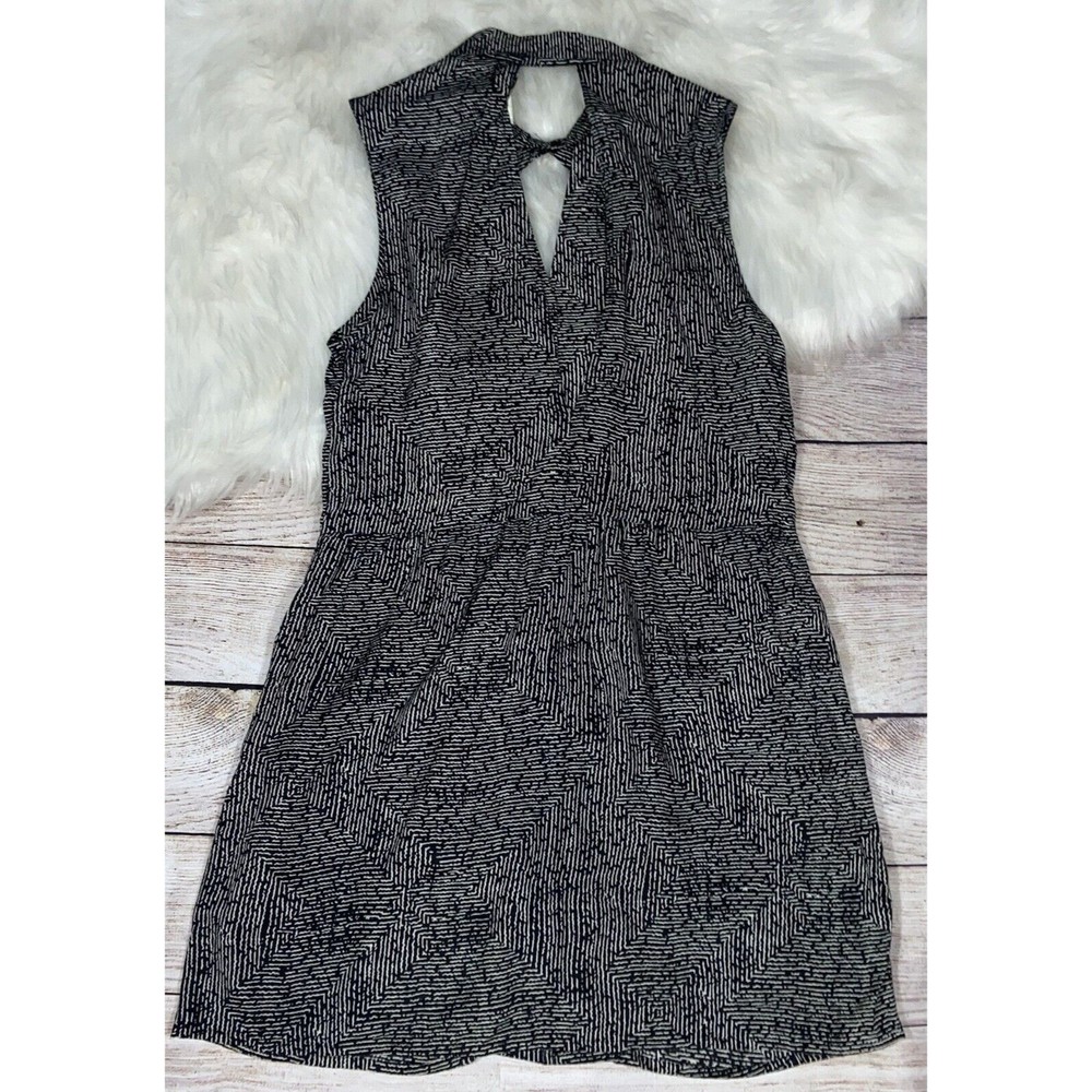 RVCA Womens Small Viscose Sleeveless Black/White Print Keyhole Open Back Dress